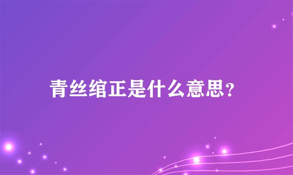 青丝绾正是什么意思?
