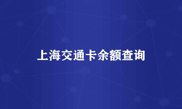 上海交通卡余额查询