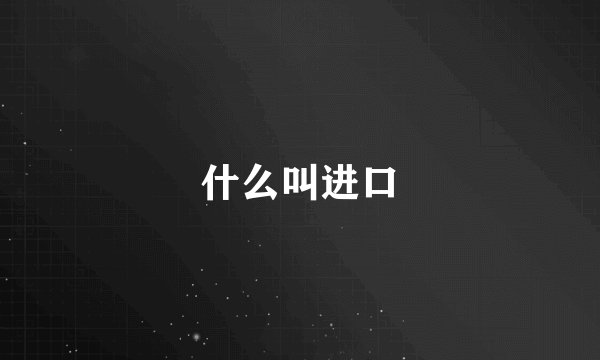 什么叫进口