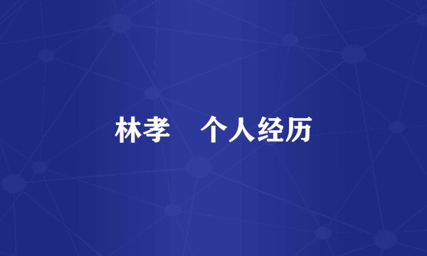 林孝埈个人经历