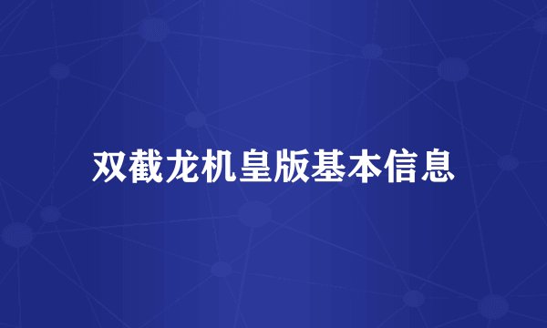 双截龙机皇版基本信息
