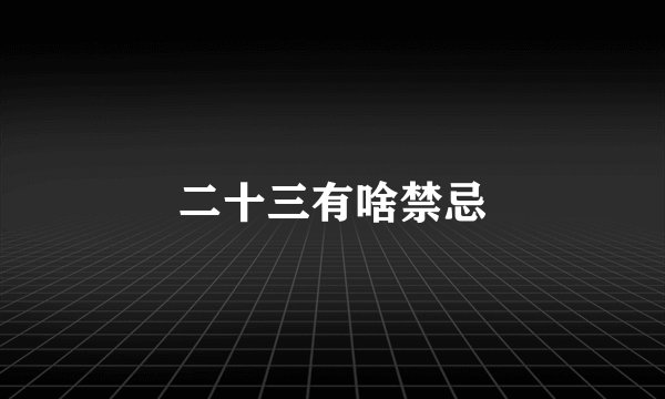 二十三有啥禁忌