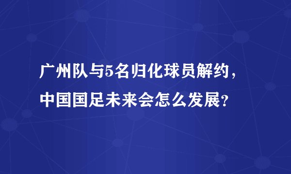 广州队与5名归化球员解约,中国国足未来会怎么发展?