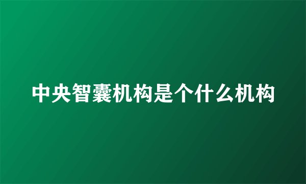 中央智囊机构是个什么机构