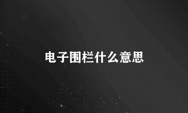 电子围栏什么意思