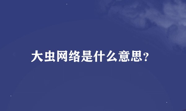 大虫网络是什么意思？
