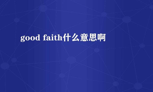 good faith什么意思啊