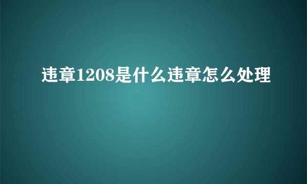 违章1208是什么违章怎么处理