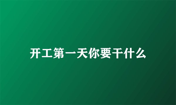 开工第一天你要干什么