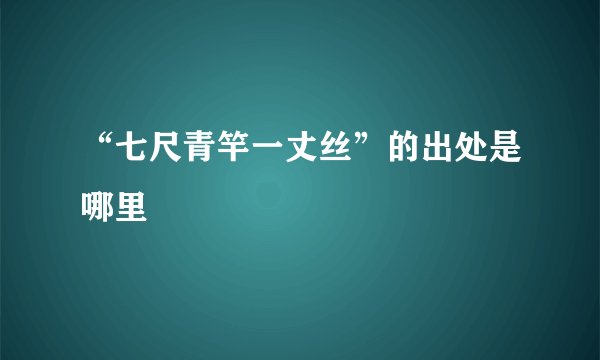 “七尺青竿一丈丝”的出处是哪里