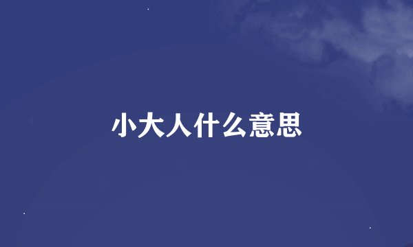 小大人什么意思