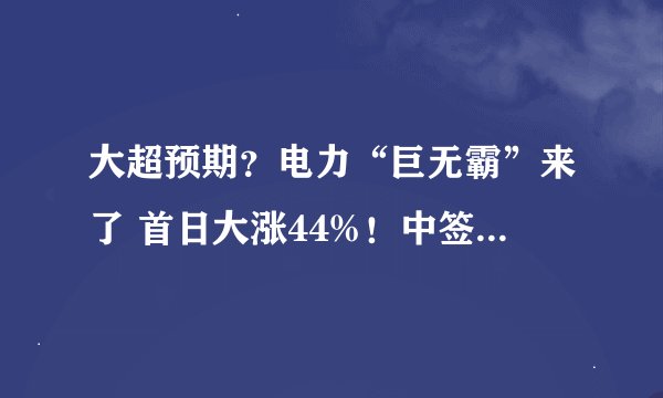 大超预期？电力“巨无霸”来了 首日大涨44%！中签率高达1.28% 买卖股票的时间打新族稳稳的幸福？