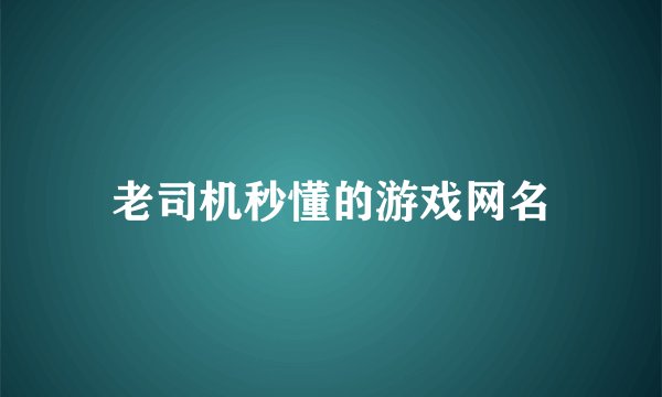 老司机秒懂的游戏网名