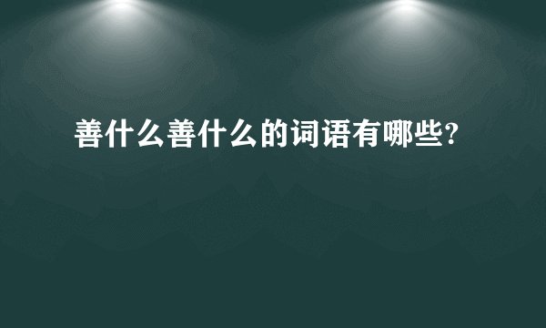 善什么善什么的词语有哪些?