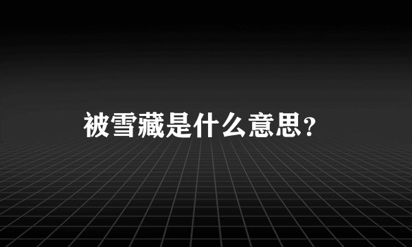 被雪藏是什么意思？