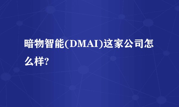 暗物智能(DMAI)这家公司怎么样?