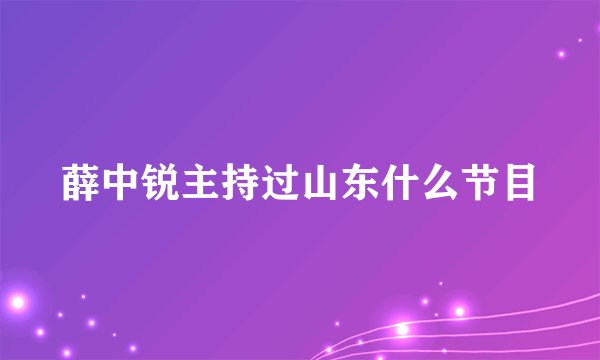薛中锐主持过山东什么节目