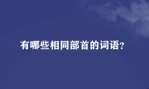 有哪些相同部首的词语？