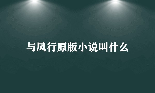 与凤行原版小说叫什么
