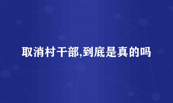 取消村干部,到底是真的吗