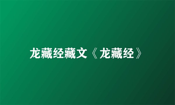 龙藏经藏文《龙藏经》