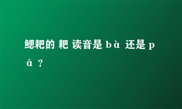 鳃耙的 耙 读音是 bà 还是 pá ?