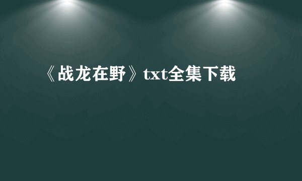 《战龙在野》txt全集下载