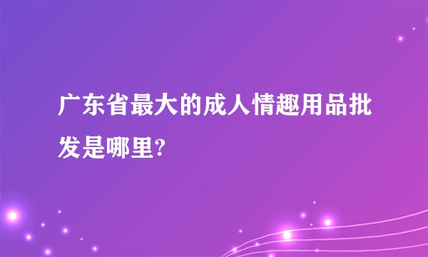 广东省最大的成人情趣用品批发是哪里?