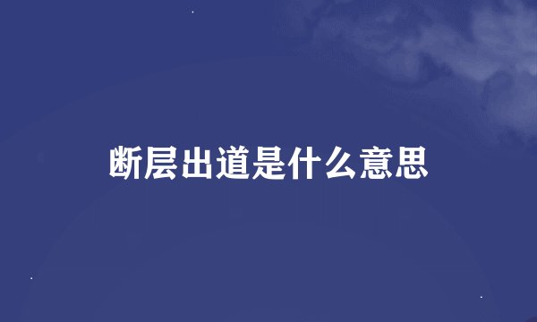断层出道是什么意思