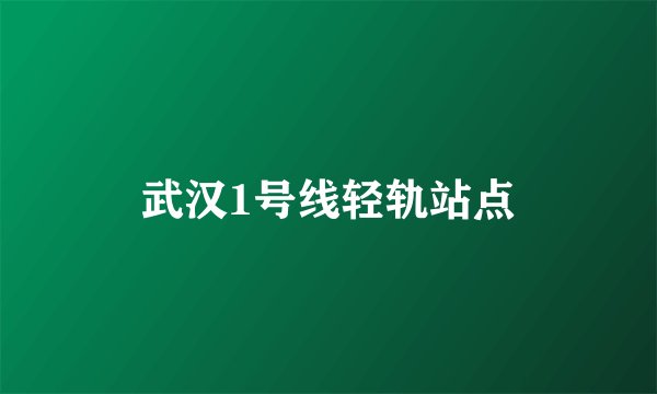 武汉1号线轻轨站点