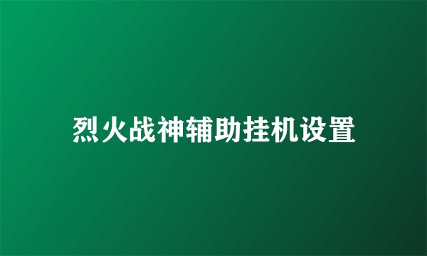 烈火战神辅助挂机设置
