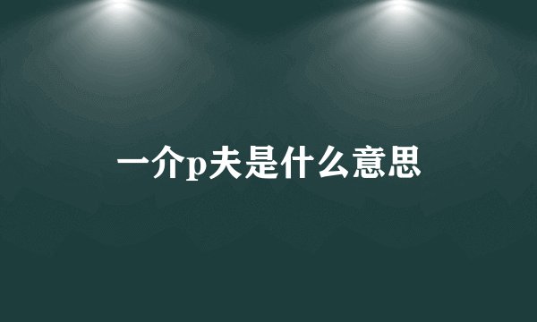 一介p夫是什么意思