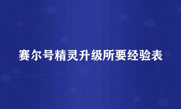 赛尔号精灵升级所要经验表