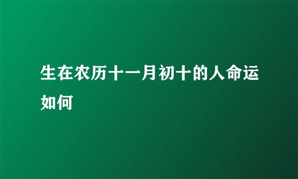 生在农历十一月初十的人命运如何
