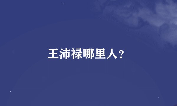 王沛禄哪里人？
