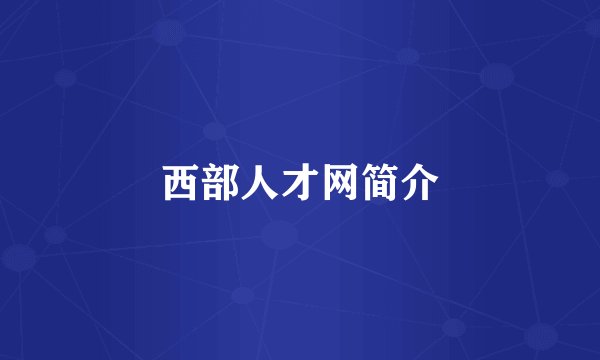西部人才网简介