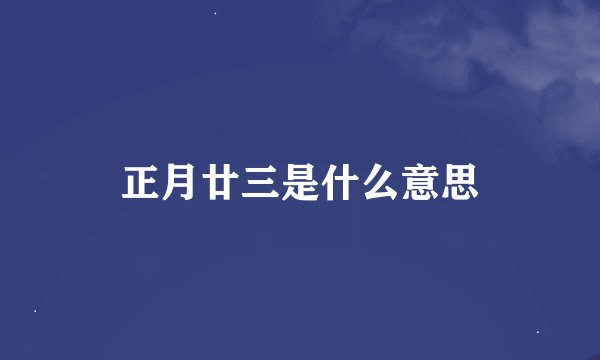 正月廿三是什么意思