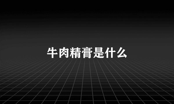 牛肉精膏是什么