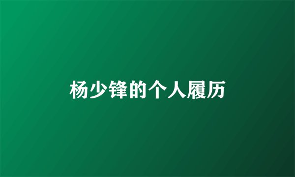 杨少锋的个人履历