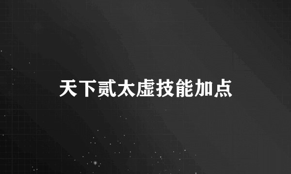天下贰太虚技能加点