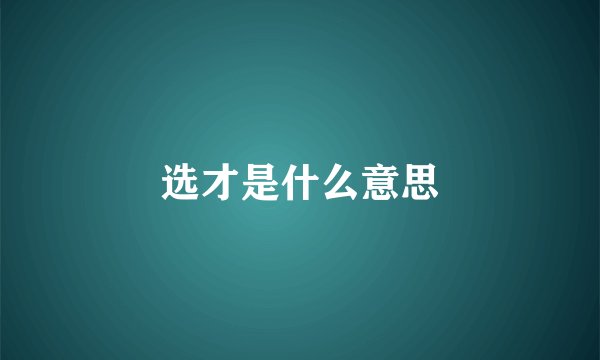 选才是什么意思