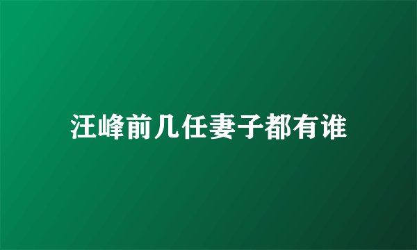 汪峰前几任妻子都有谁