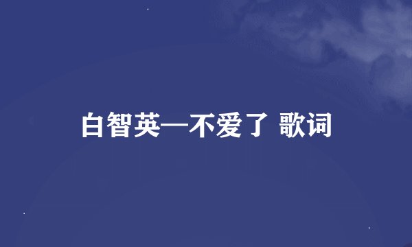 白智英—不爱了 歌词