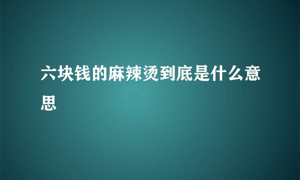 六块钱的麻辣烫到底是什么意思