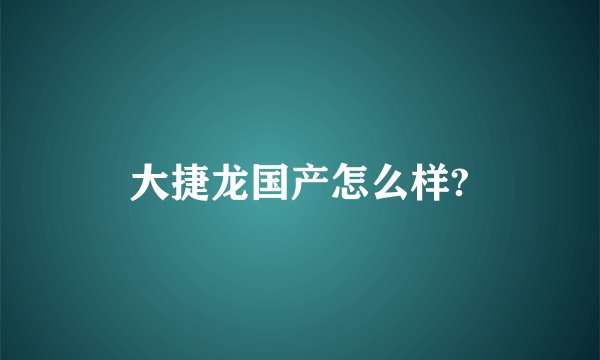 大捷龙国产怎么样?