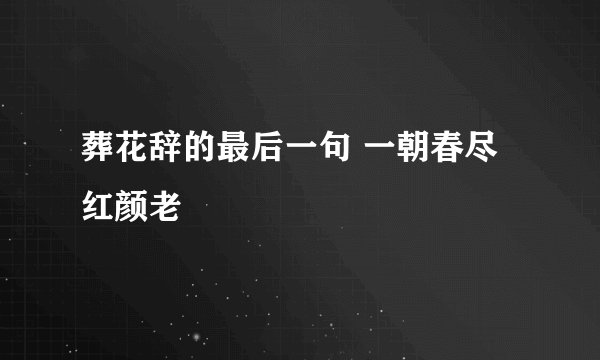 葬花辞的最后一句 一朝春尽红颜老