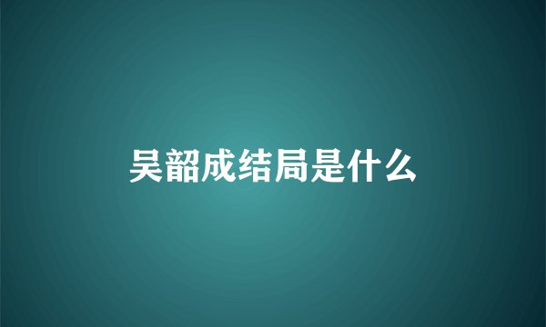 吴韶成结局是什么