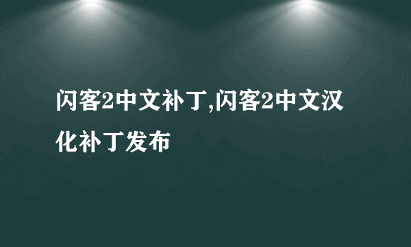 闪客2中文补丁,闪客2中文汉化补丁发布