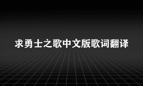 求勇士之歌中文版歌词翻译